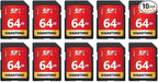 GIGASTONE 64GB SD Card 10-Pack UHS-I U1 Class 10 SDXC Memory Card High Speed by Gigastone