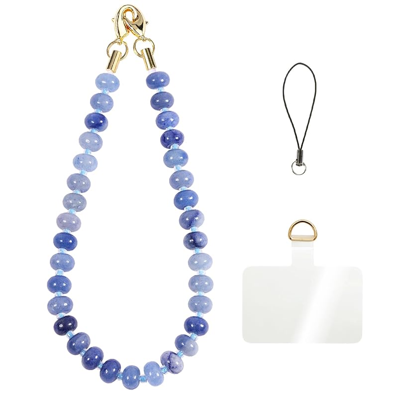 Handmade Natural Gemstone Crystal Beaded Charm Cell Phone Camera Lanyard by CHyishi