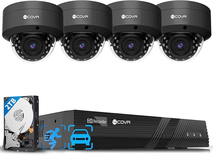 4COVR 4K PoE Security Camera System, AI Human Vehicle Detection, 8CH 8MP H.265 by 4COVR