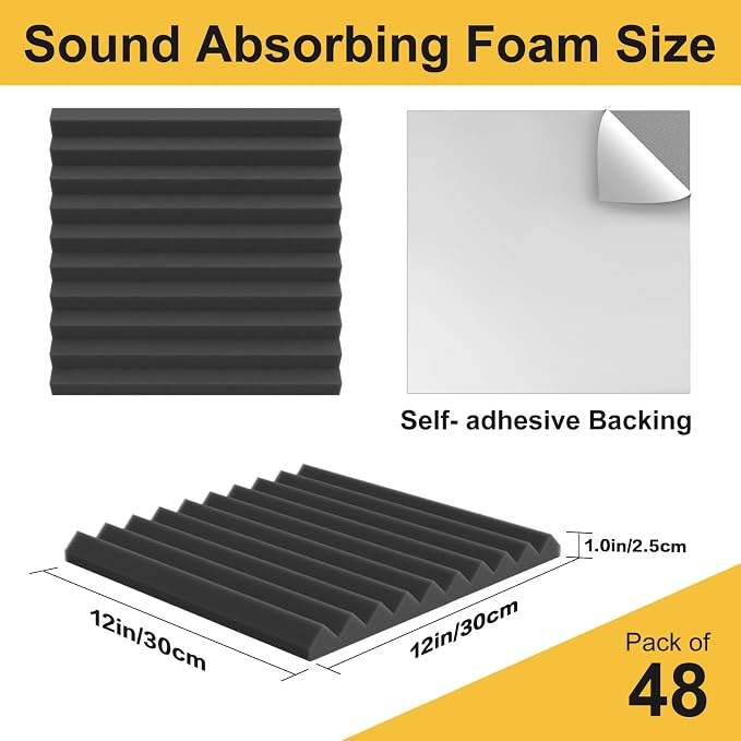 JBER 48 Pack Acoustic Foam Panels - Image 2