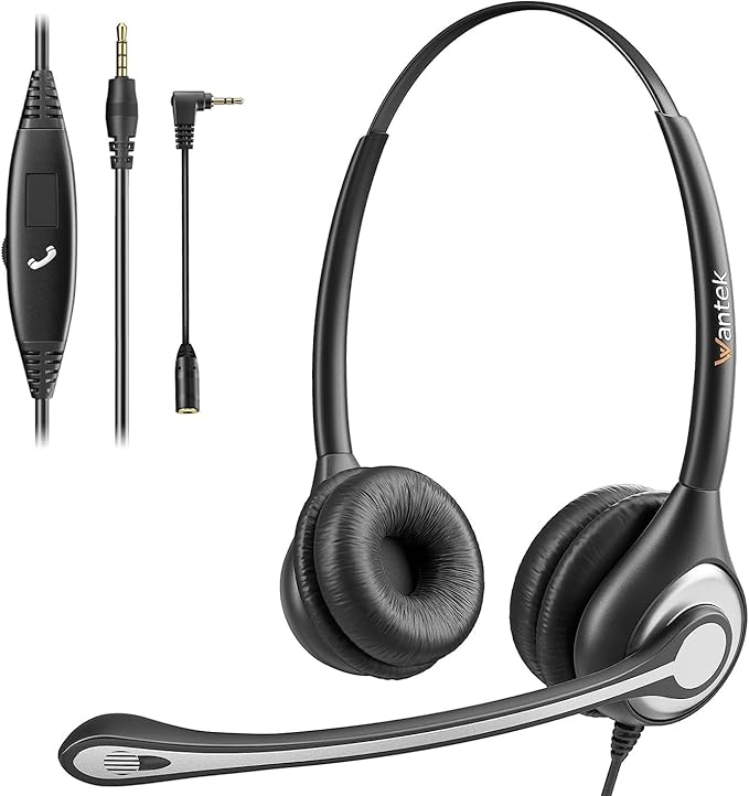 Cell Phone Headset with Microphone Noise Cancelling & Call Controls, 3.5mm by Wantek