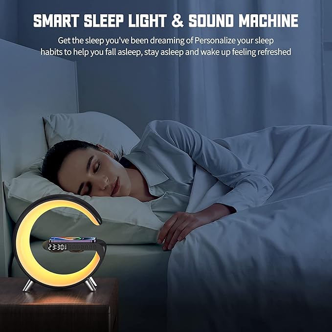 Smart Table Lamp with 4-in-1 Wireless Charger, Night Light, Alarm Clock - Image 4