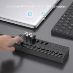 FIDECO 60W Powered USB Hub for Laptop and PC, 10-Port 10Gbps USB Splitter - Image 5