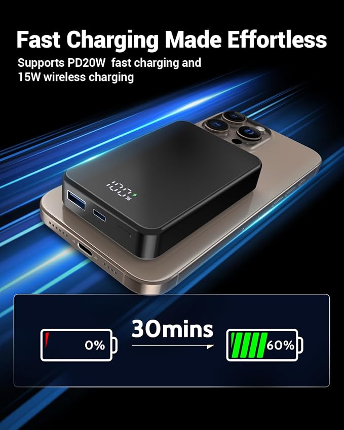 Magnetic Power Bank 26800mAh for Magsafe Portable Charger, Aluminum alloy - Image 3