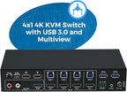 OREI 4x1 KVM HDMI Seamless Switch Multiviewer, Share Multiple Devices, Gaming - Image 8
