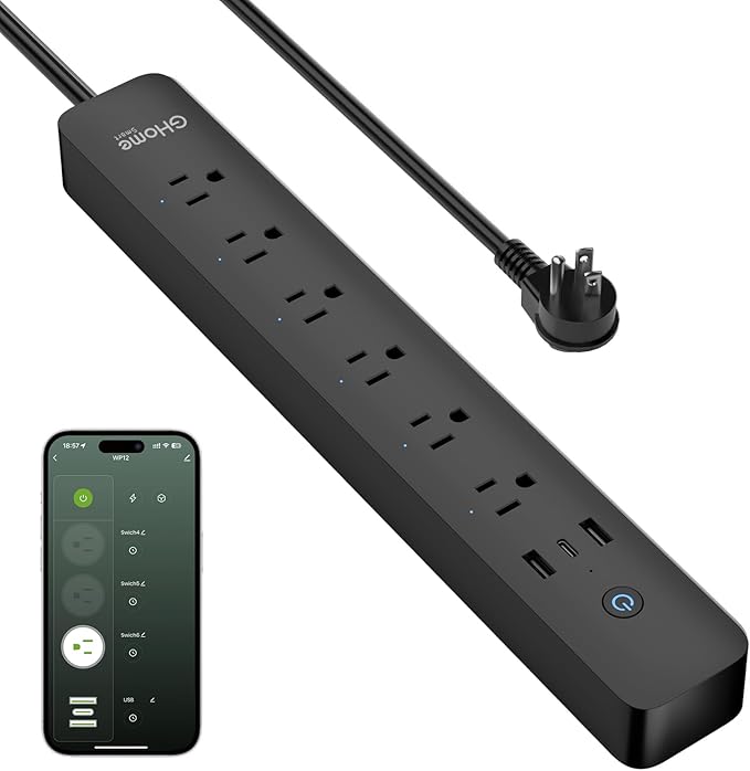GHome Smart Power Strip 15A, 2.4G WiFi Smart plugs that work by GhomeSmart