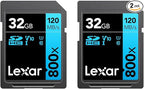 Lexar High-Performance 800x 32GB SDHC UHS-I Memory Cards, Full-HD & 4K Video by Lexar