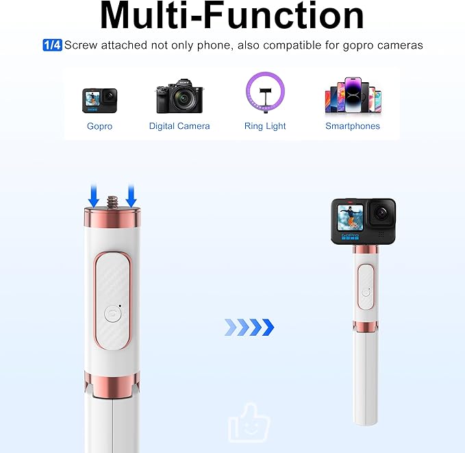 CellphoneTripod with Remote, Aluminum Alloy Selfie Stick Tripod, Best Foldable - Image 2