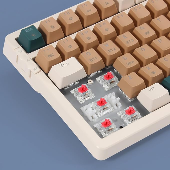 Merdia Wireless Mechanical Keyboard, Triple Mode 2.4G/USB-C/BT Gaming Keyboards - Image 3