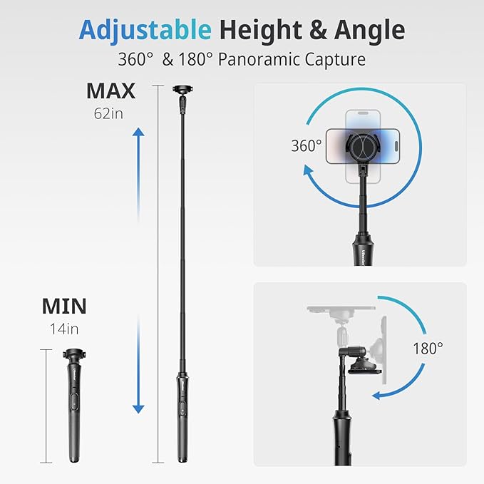 UBeesize 62'' Magnetic Selfie Stick Tripod - Image 2