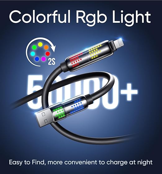 MAGIC JOHN 240W 4 in 1 Charging Cable, 4FT USB C to Lightning Cable, Chubby USB - Image 5