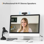 5-in-1 Design 4K Webcam with Speaker and Microphone, Built-in Light, Privacy - Image 4