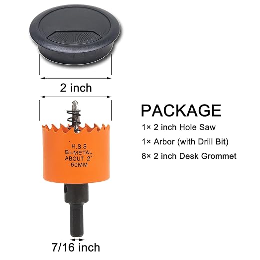Desk Grommet 2 inch with Hole Saw, Desk Cord Hole Cover Grommet - Image 2