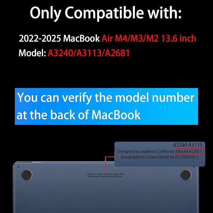 Teryeefi for M3 M2 M4 MacBook Air 13 inch Case 2025 2024 2023 2022 Release - Image 2