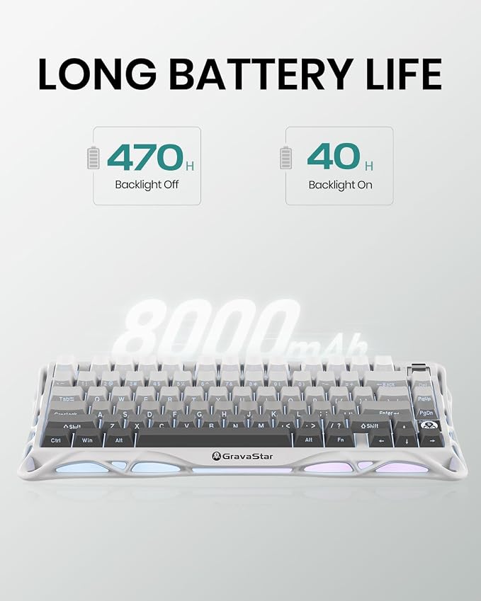 GravaStar Mercury K1 75% Wireless Mechanical Gaming Keyboard, Aluminum Alloy - Image 8