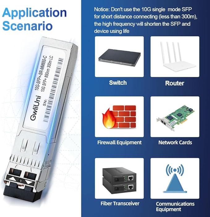 10Pcs Multi-Mode 10G SFP+ Fiber Module Network Transceiver, SR MM850nm 300m - Image 6