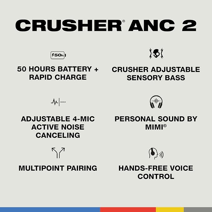 Skullcandy Crusher ANC 2 Over-Ear Noise Canceling Wireless Headphones - Image 4
