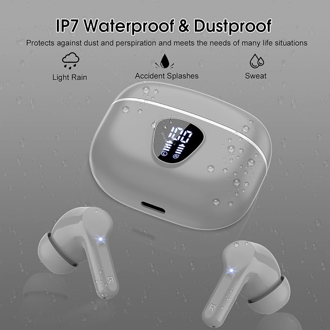 Wireless Earbuds, IP7 Waterproof in Ear Earphones, LED Display Ear buds - Image 7