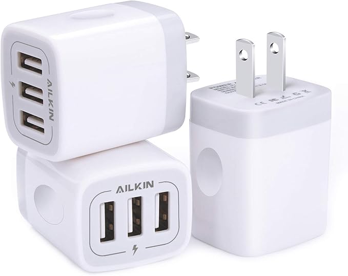 Wall Charger, USB Charger Adapter, 3.1A/3Pack Muti Port Fast Charging Station by AILKIN