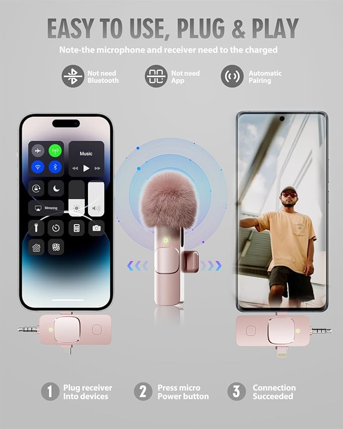 PQRQP 3 in 1 Wireless Lavalier Microphone - Image 2