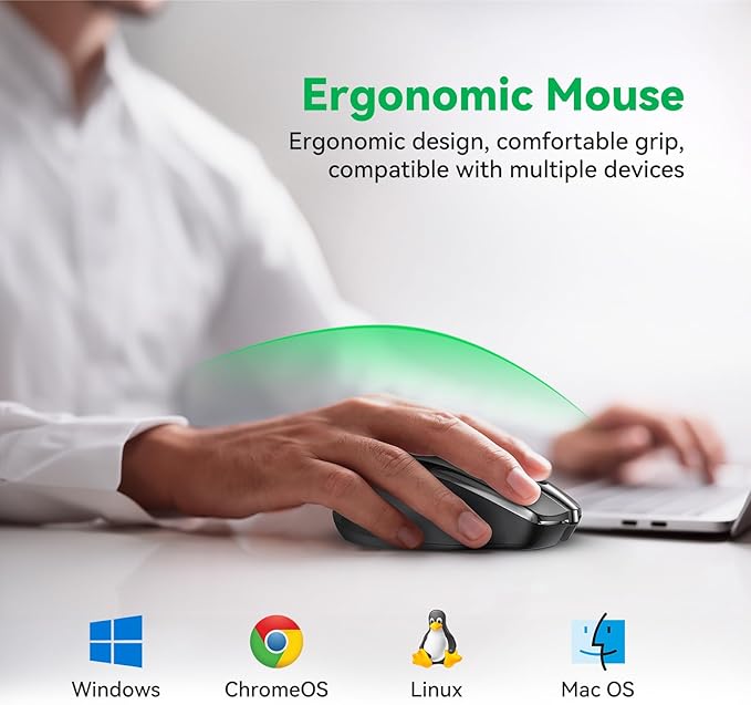 Bluetooth Mouse Rechargeable Wireless Mouse, 4800 DPI Optical Tracking - Image 7