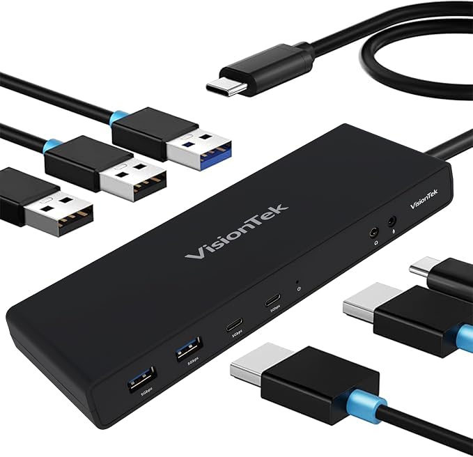 VisionTek VT4500 12in1 Docking Station Dual Monitor 4K – x2 HDMI, x2 DisplayPort by VisionTek