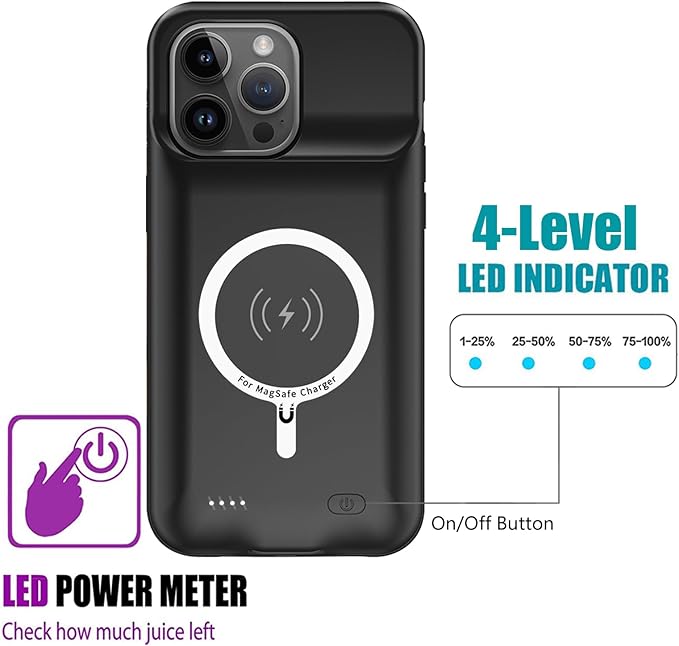 Battery Case for iPhone 15 Pro Max, 12000mAh Rechargeable Portable Charging Case - Image 4