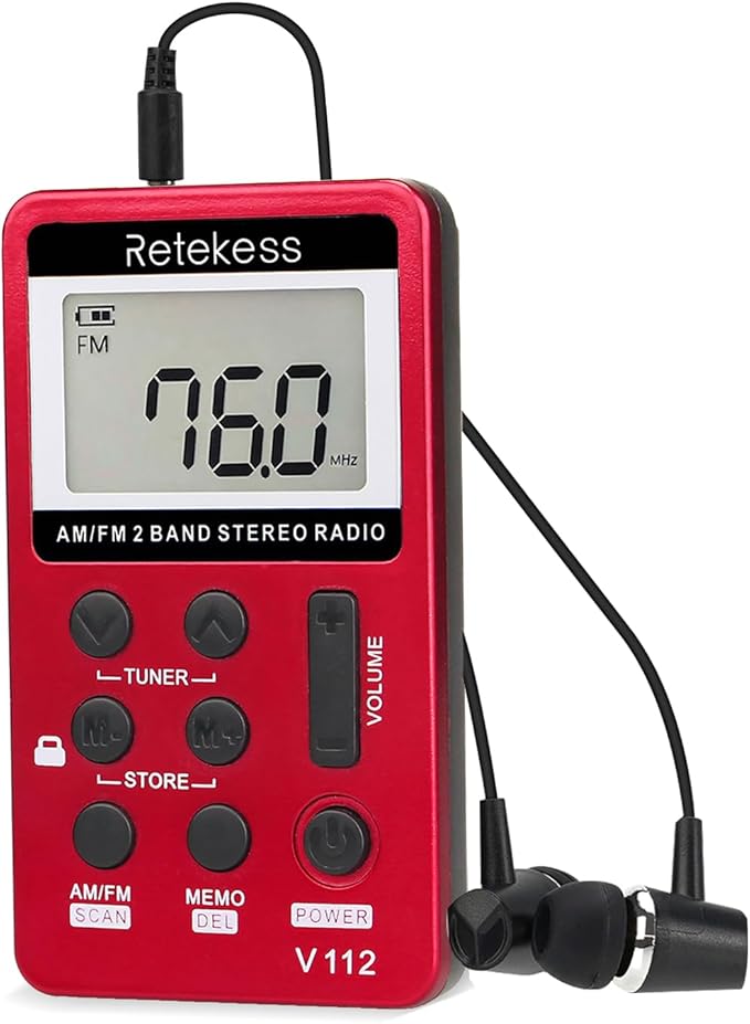 Retekess V112 AM FM Portable Pocket Radio, FM Receiver, Digital Tuning Stereo by Retekess