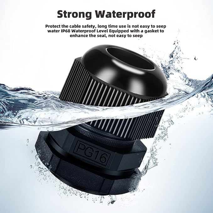 Nylon Cable Gland Kit, CGELE 50 Pack Plastic Waterproof Adjustable Connector - Image 2