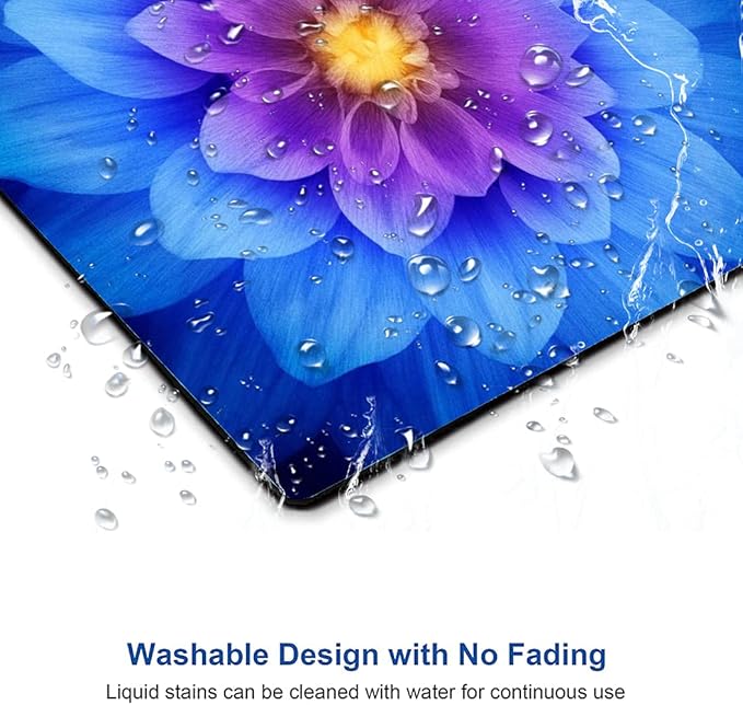 Blue Watercolor Lotus Flower Mouse Pad, Custom Design, 9.5x7.9 Inch, Non-Slip - Image 5