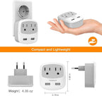 TESSAN European Travel Plug Adapter 2 Pack, US to Europe Power Adaptor - Image 4