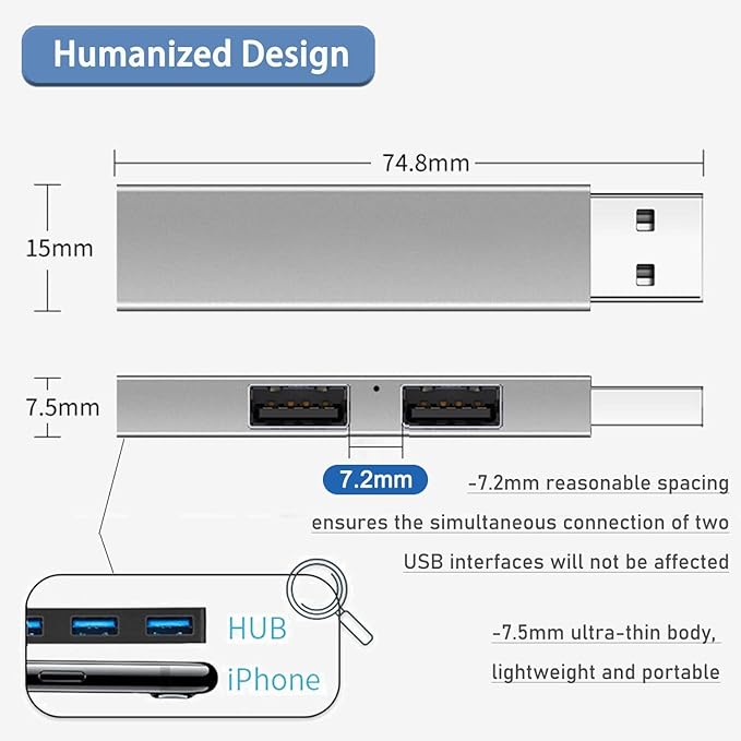 USB 3.0 Hub, VIENON Aluminium 3-Port USB Hub USB Splitter USB Expander - Image 7