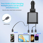 Upgraded Starlight Retractable Car Charger Adapter, 4 in 1 Fast Charging Car - Image 2