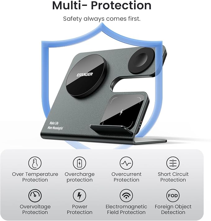 3 in 1 Aluminum Alloy Magnetic Wireless Charging Station Compatible - Image 7