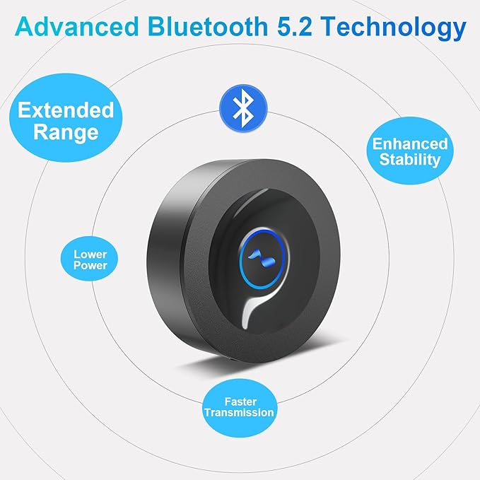 Bluetooth 5.2 Receiver for Home Stereo, RCA & 3.5mm AUX Out Put, Wireless Audio - Image 3