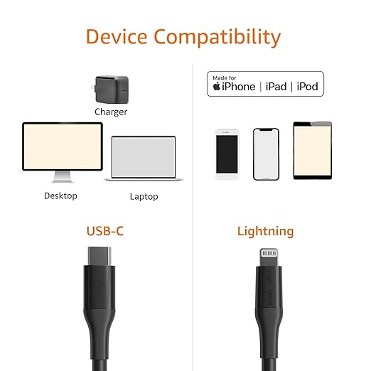 Amazon Basics USB-2.0 Type C to Lightning Cable, 10 ft - Image 2