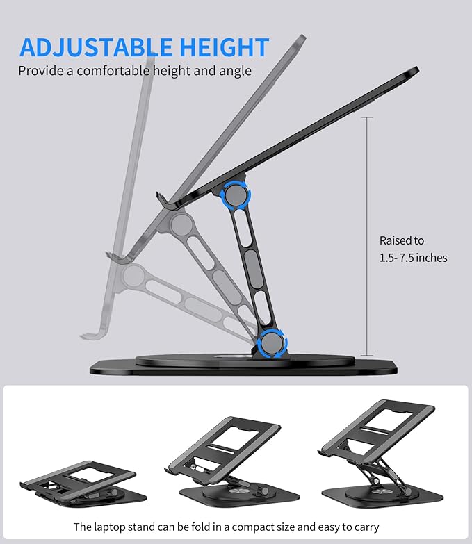 Adjustable Laptop Stand with 360 Rotating Base, Stable Computer Stand - Image 4