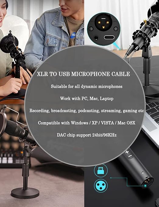 DUKABEL USB Microphone Cable, Upgraded XLR to USB-A Cable - Image 9