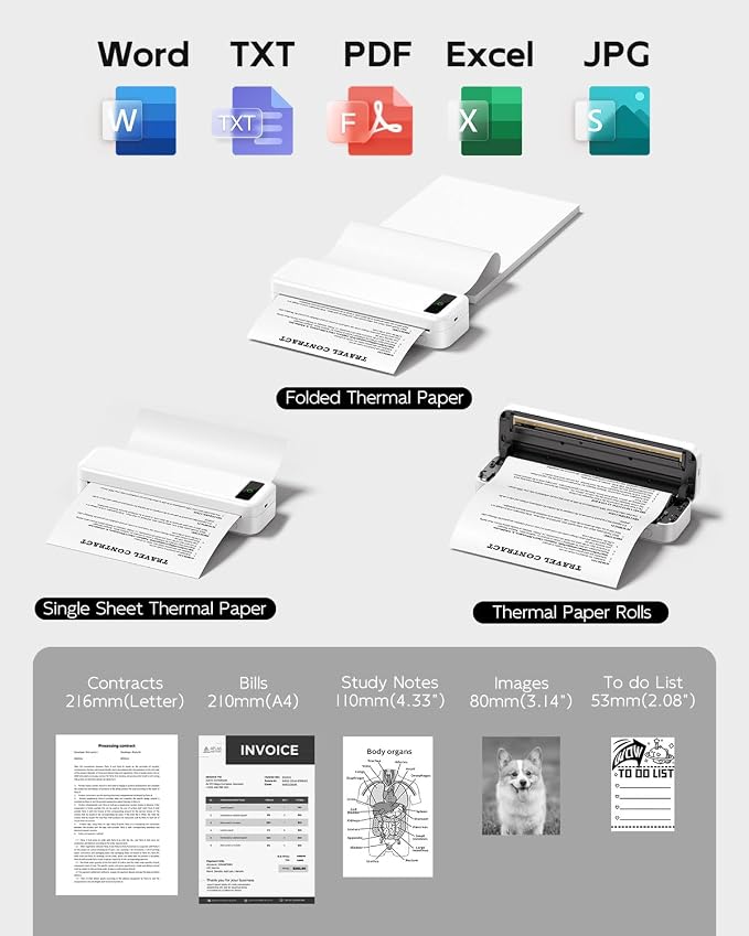 Portable Printers Wireless for Travel, Support 8.5" X 11" US Letter & A4 - Image 3