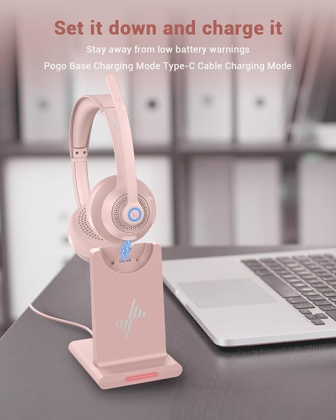 Wireless Headset with AI Noise Cancelling Microphone Bluetooth Headset - Image 2