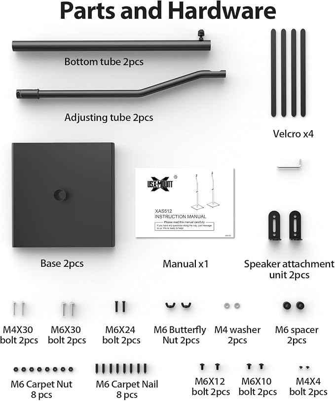 USX MOUNT Universal Speaker Stands, Height Adjustable Extend 30.0" to 39.1" - Image 8