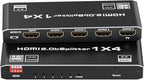 HDMI 2.0 Splitter 1 in 4 Out, LUKFOCAB 1x4 HDMI Splitter 4K@60Hz 8:8:8 HDR by ConnecttoEverything