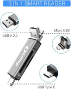 SmartQ C256 Micro SD Card Reader to USB Adapter USB-C and USB A USB Memory Card - Image 2
