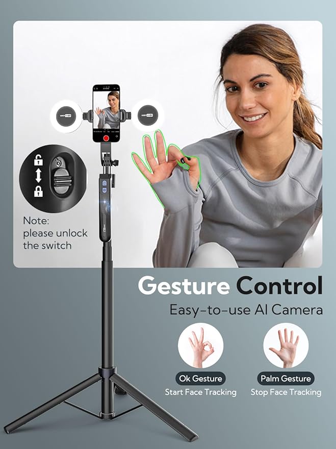 Auto Face Tracking Tripod 360 Rotation, Phone Tripod - Image 3