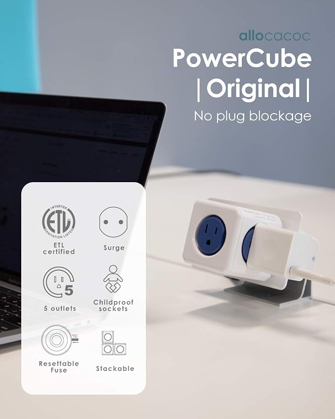 Allocacoc PowerCube Original 5 outlets, Surge Protector Wall Plug Charger - Image 2