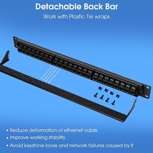 24 Port Keystone Patch Panel, 1U 19-inch RJ45 Network Patch Panel - Image 3