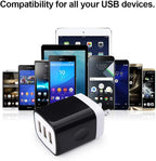 Wall Charger Adapter, USB Cubes, Sicodo 3Pack Universal Travel 3.1A 3 Muti Port - Image 2