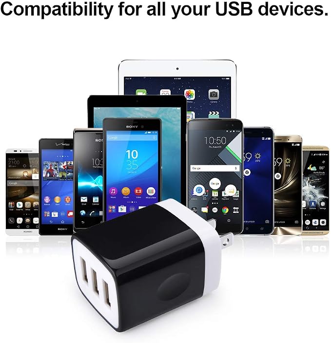 Wall Charger Adapter, USB Cubes, Sicodo 3Pack Universal Travel 3.1A 3 Muti Port - Image 2