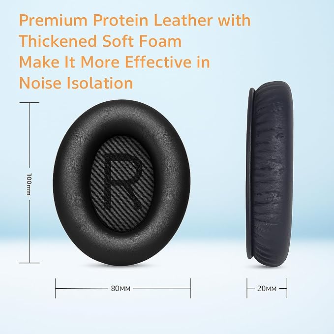 Premium Replacement Ear Pads for Bose QC2, QC35 I & II – Soft Protein Leather & - Image 7
