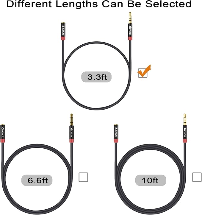 Devinal 3.5mm TRRS Headphone Extension Cable, 1/8" inch Female 4-Pole to Male - Image 2